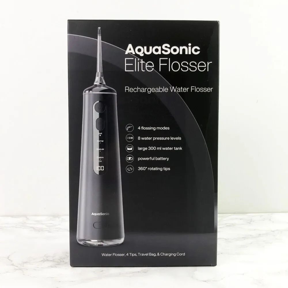 NIB Aquasonic Elite Rechargeable Water Flosser Oral Irrigator in Black